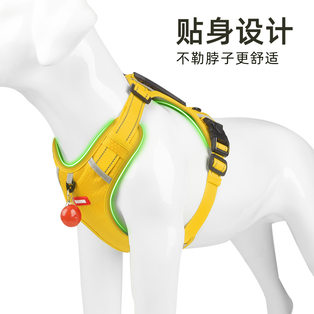 Cross-Border New Arrival Pet Harness Explosion-Proof Big Dog Chest and Back Reflective Commuter Dog Hand Holding Rope Dog Leash