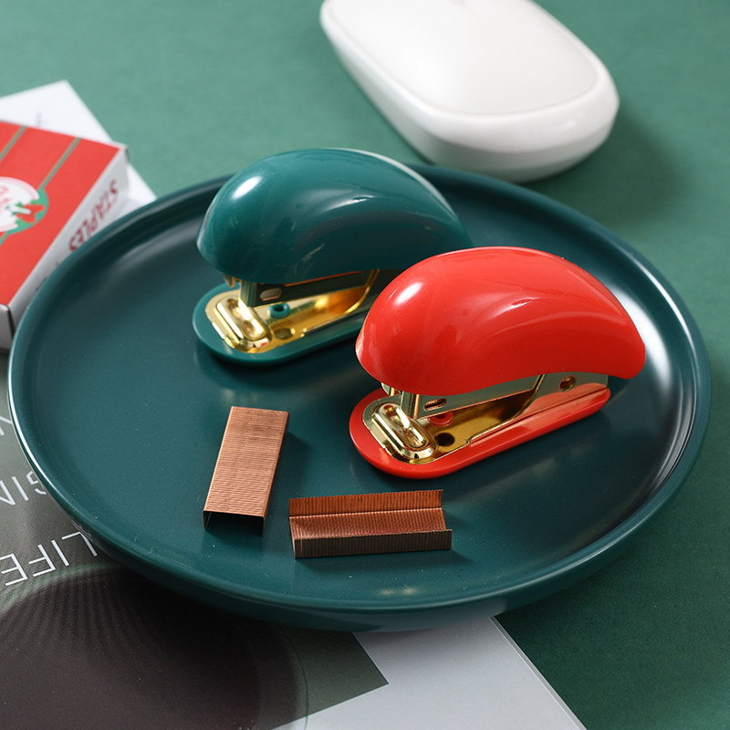 Cross-Border Direct Sales Christmas Cultural and Creative Gifts Combination Set Red Green Gold Mini Stapler Stitching Needle Office Supplies