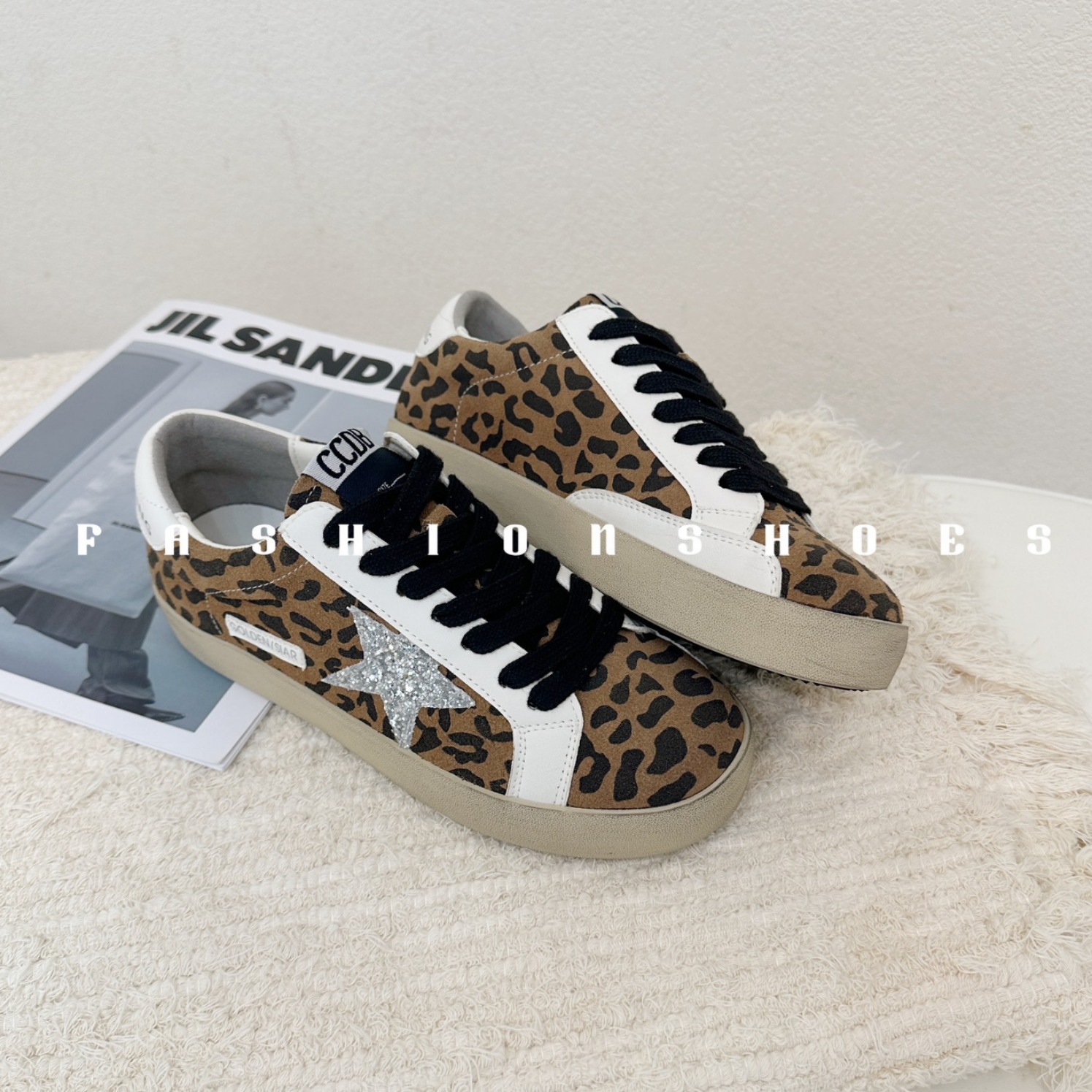 ins超火豹纹星星亮片系带小脏鞋脏脏鞋休闲鞋板鞋平底鞋爆款女鞋