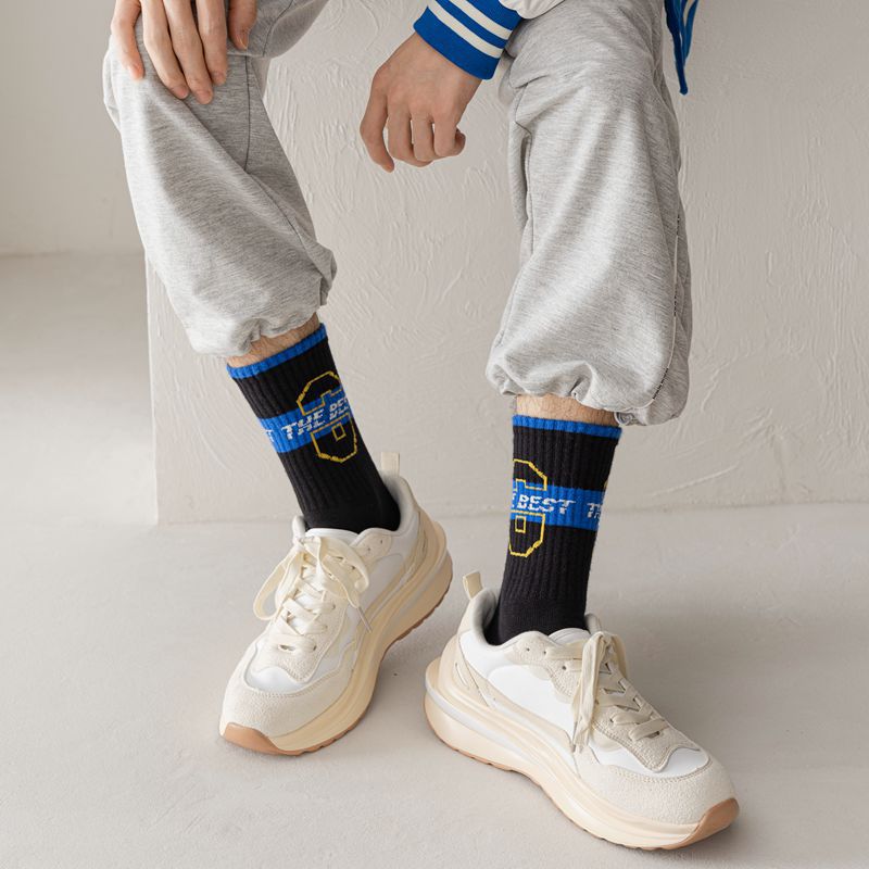 Socks Male and Female Trendy Brand Tube Socks High-Top European and American Street Ins Hip-Hop Fashion Sports Style with Letters Skateboard Long Socks