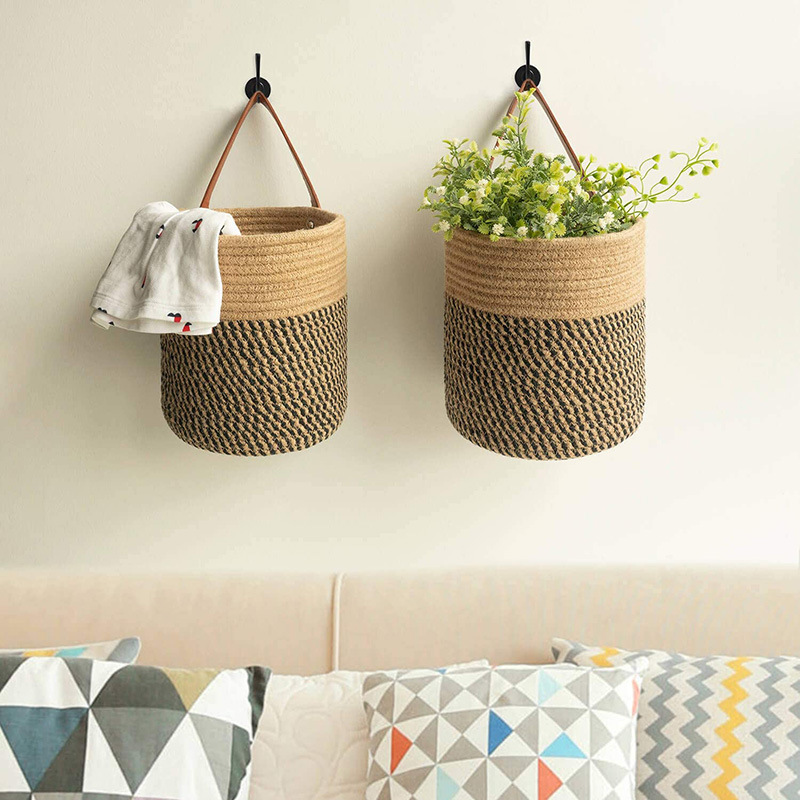 Cotton String Plant Chlorophytum Imitation Rattan Wall Hanging Flower Pot Knitted Basket