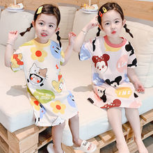 夏季女童家居服睡裙宝宝洋气儿童个性潮牌韩版卡通可爱空调服睡衣