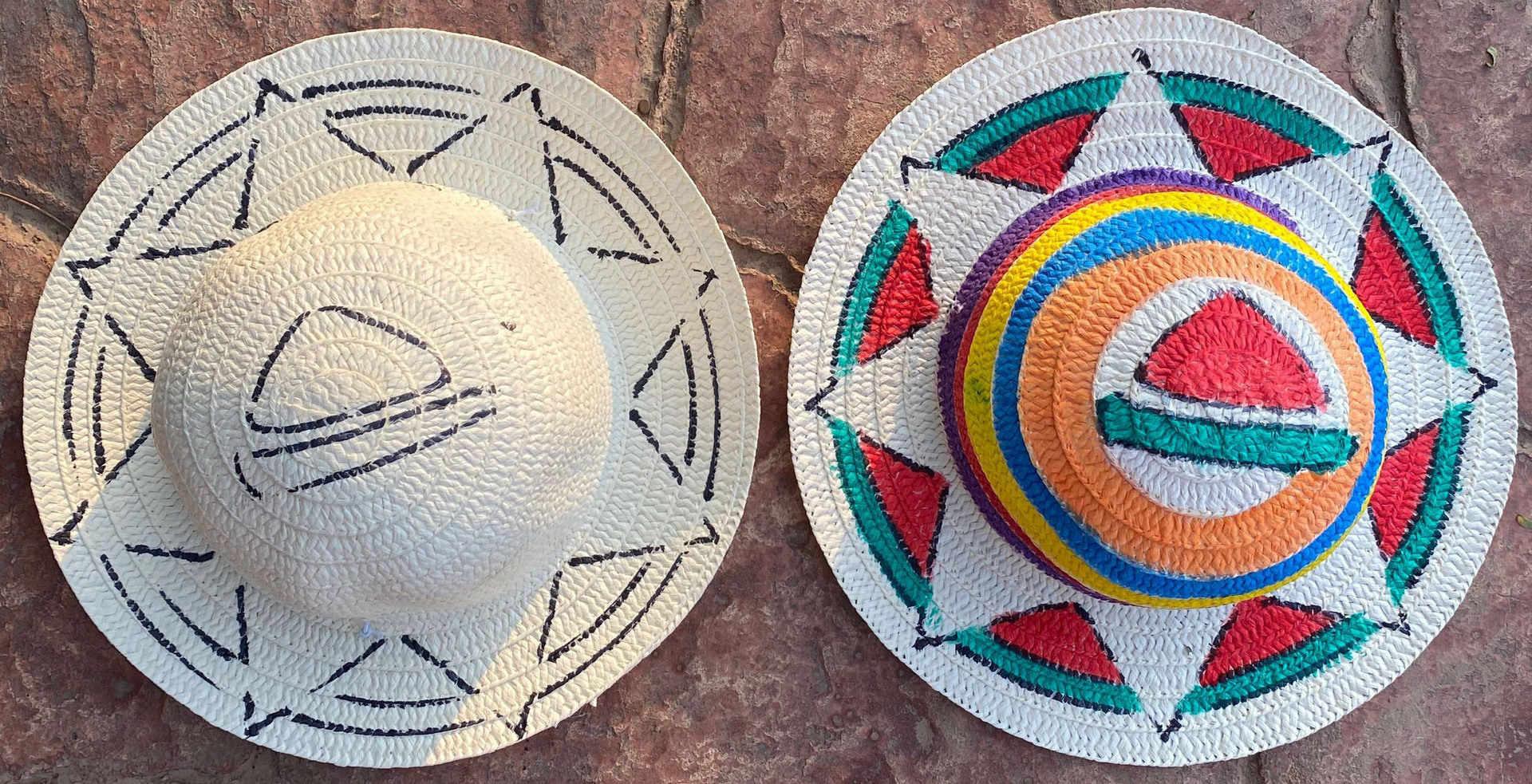 大童成人绘画草帽儿童地摊35cm涂鸦草帽diy地摊货源手工制作材料