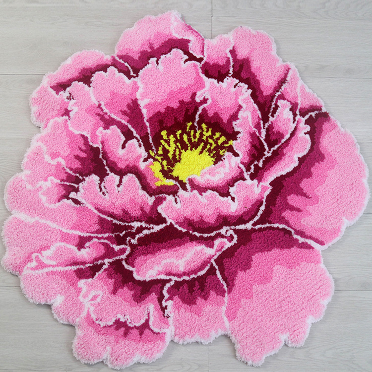 家居地毯新款创意牡丹花地毯 客厅卧室地垫复古中国风牡丹床边毯