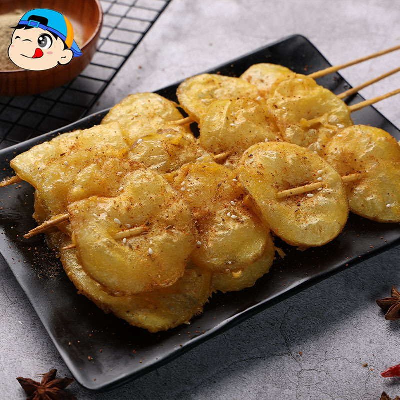 黄金土豆串油炸小吃半成品炸土豆片串冷冻整箱商用烧烤炸串食材批