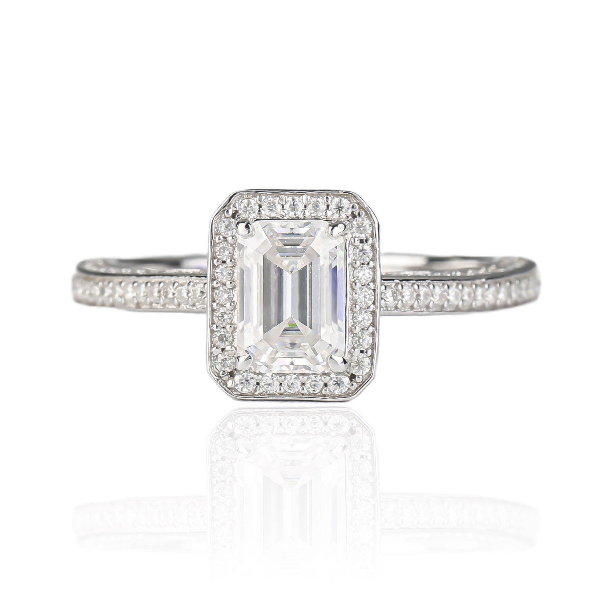 秋季新品925纯银ins复古祖母绿长方形仿真18k金结婚钻戒欧美个性