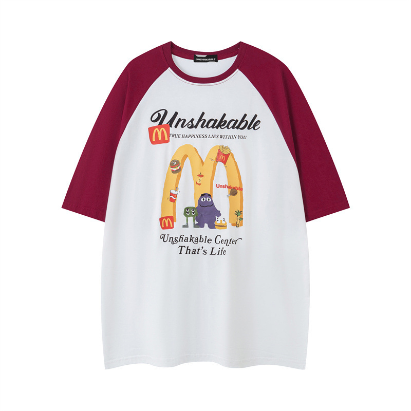 衣道古着24夏季新款趣味创意麦当劳字母印花短袖潮流休闲t恤男女