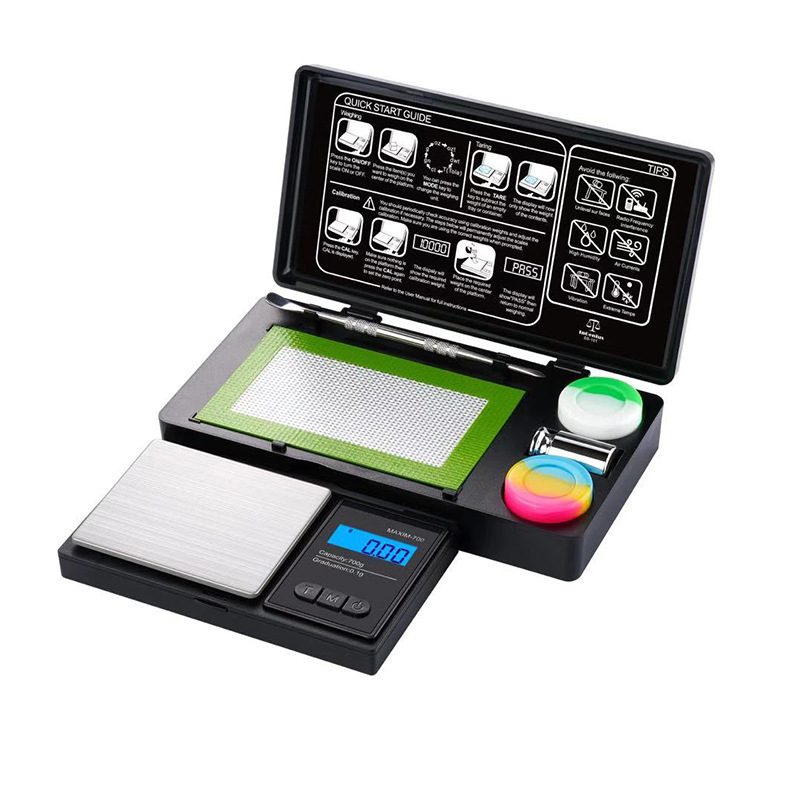新款3d图案电子秤套装 便携式口袋秤硅胶烟油盒砝码烟草秤套装