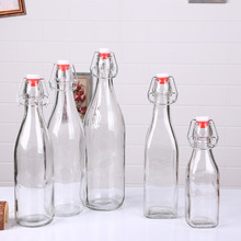 乐扣玻璃瓶透明圆形方形卡扣玻璃瓶果汁酵素酒瓶自酿白酒瓶空瓶