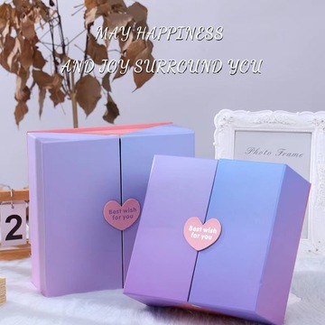 创意爱心渐变双开门礼盒七夕情人节生日礼物包装盒结婚伴手礼空盒