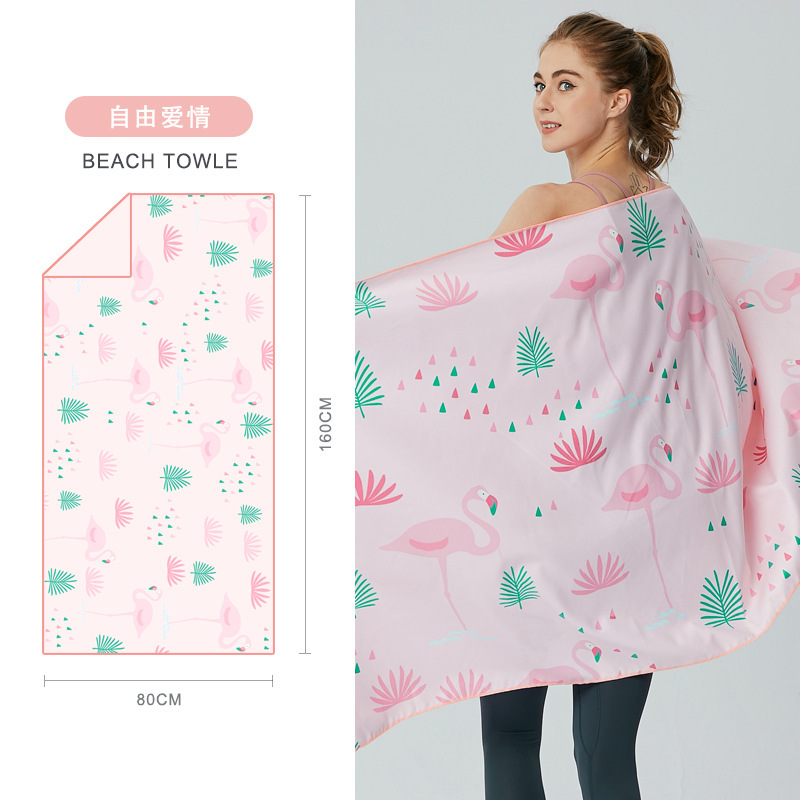 数码印花沙滩巾大尺寸耐脏浴巾沙滩垫双面绒吸水速干瑜伽运动毛巾