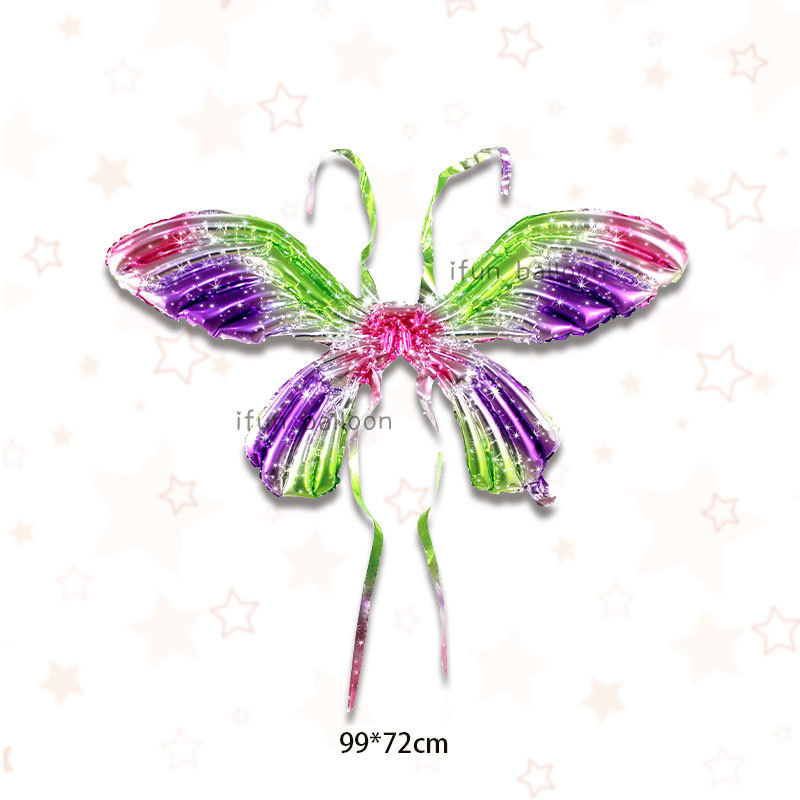 Internet Celebrity Back-Mounted Butterfly Wings Aluminum Coating Ball Stall Angel Baby Children's Day Hanging Back Rocket Wings Balloon