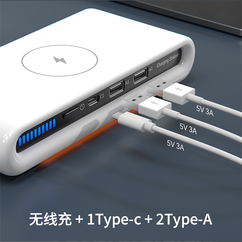 Multifunctional Dual USB Wireless Charger Four-in-One 15W Wireless Charger Electrical Appliances Qc3.0 Fast Charge Multi-Port USB Charging Station