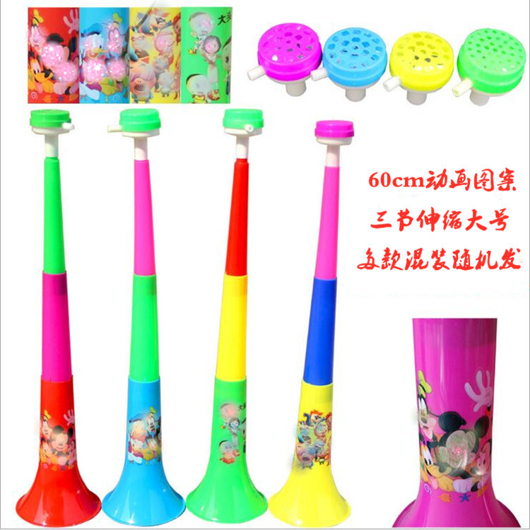 Plastic Large Retractable Three-Section Trumpet Toy Wholesale Children Education Musical Instrument Cheering Props Stall Hot Selling Source of Goods