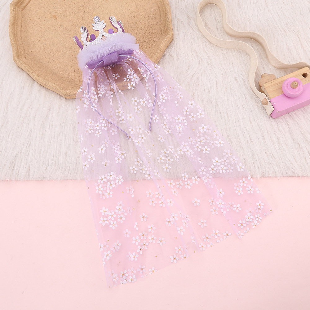 Children's Ice and Snow Veil Crown Hair Clasp Korean Cute Girl Princess Hair Accessories Little Girl Does Not Hurt Hair Accessories