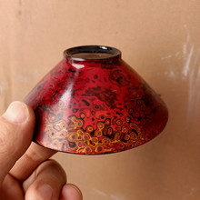 传统大漆茶杯椴木茶盏单杯子功夫茶具茶碗杯木质漆器犀皮漆主人杯