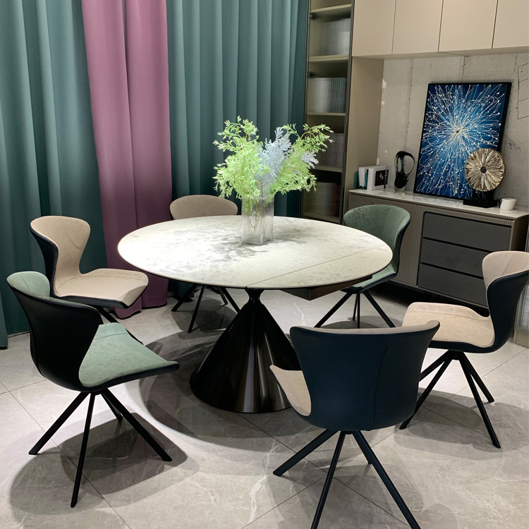 意式进口岩板餐桌方圆两用旋转伸缩圆桌家用小户型多功能变形餐桌