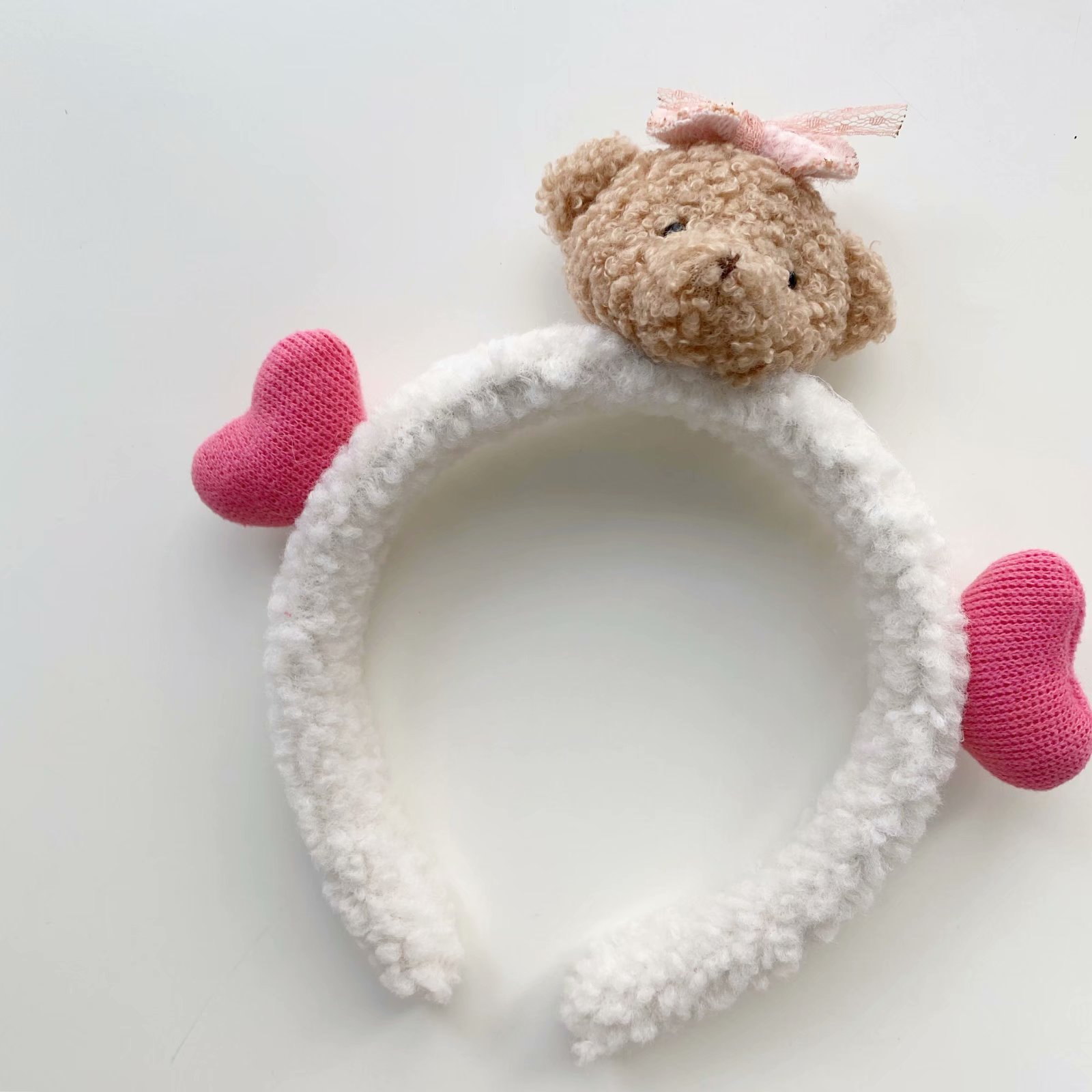 韩国新款毛茸茸爱心小熊儿童发箍宝宝可爱头箍头扣女孩头饰发饰