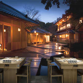 日本庭院居酒屋墙纸墙布日式寿司店餐厅餐馆视觉空间延伸壁纸装修