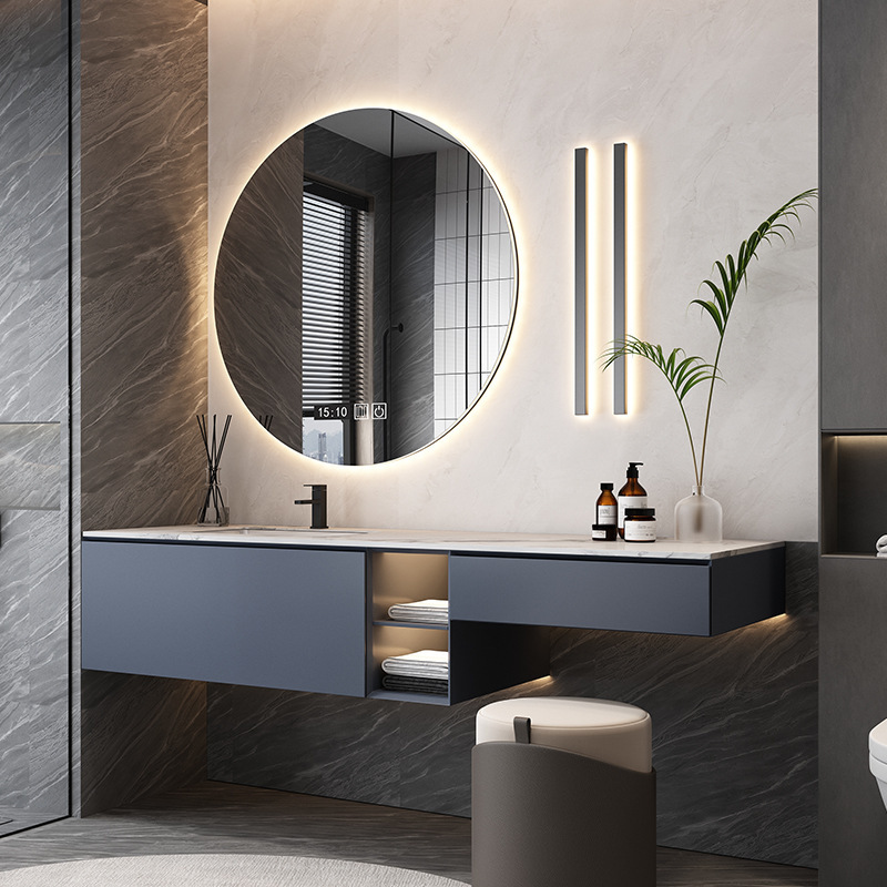 岩板智能浴室柜梳妆台组合轻奢洗手台现代卫生间洗脸盆柜洗漱台柜