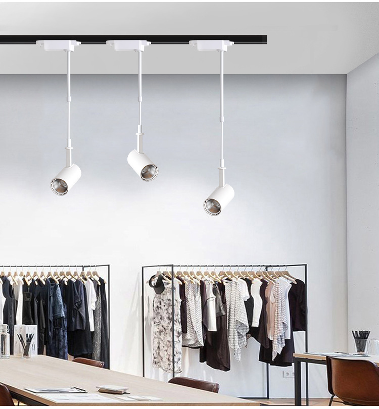 长杆射灯led轨道灯服装店吊杆伸缩杆导轨式明装加长杆吸顶式单灯