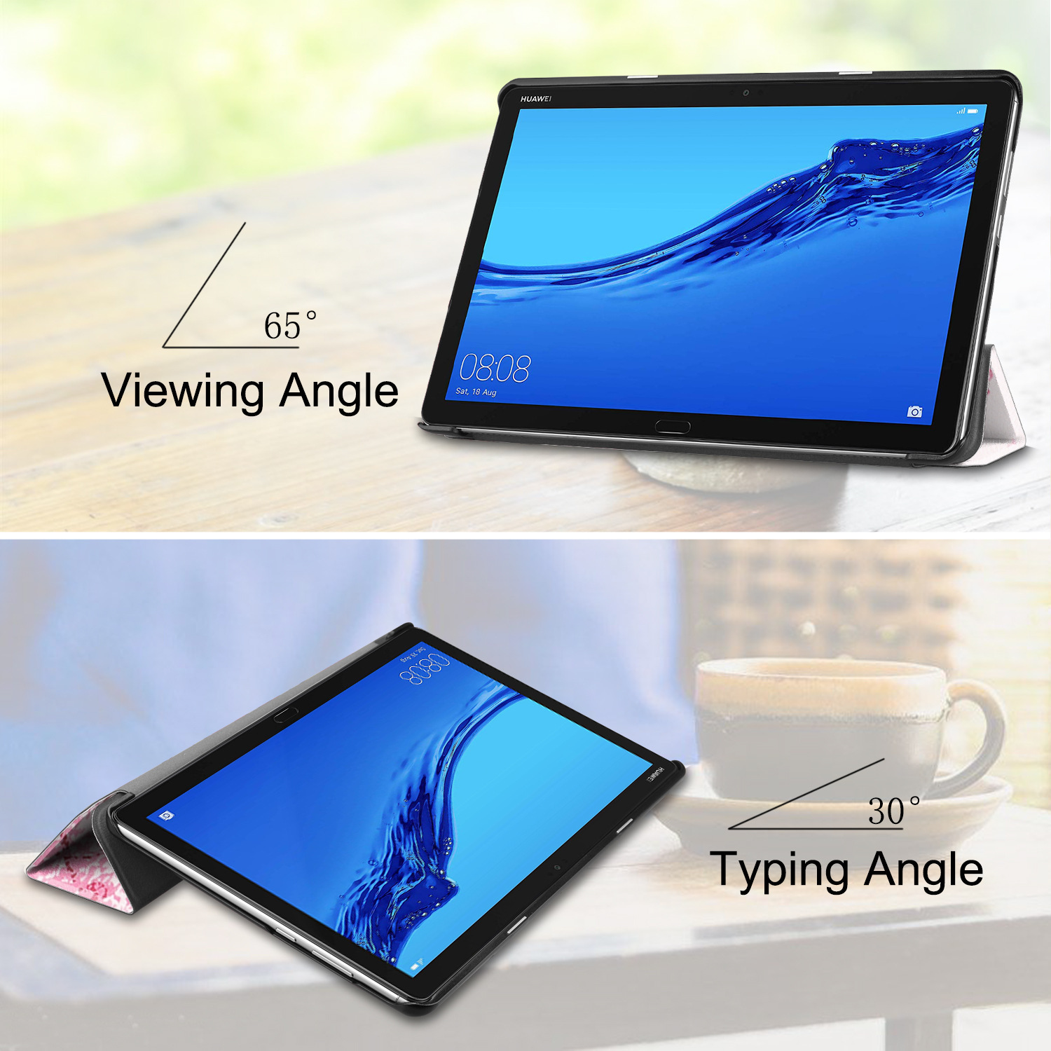 适用华为mediapad m5 lite保护套10.1寸t5三折平板皮套防摔2018款