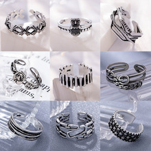 韩版复古做旧戒指女时尚几何设计小众简约开口指环高级感饰品批发