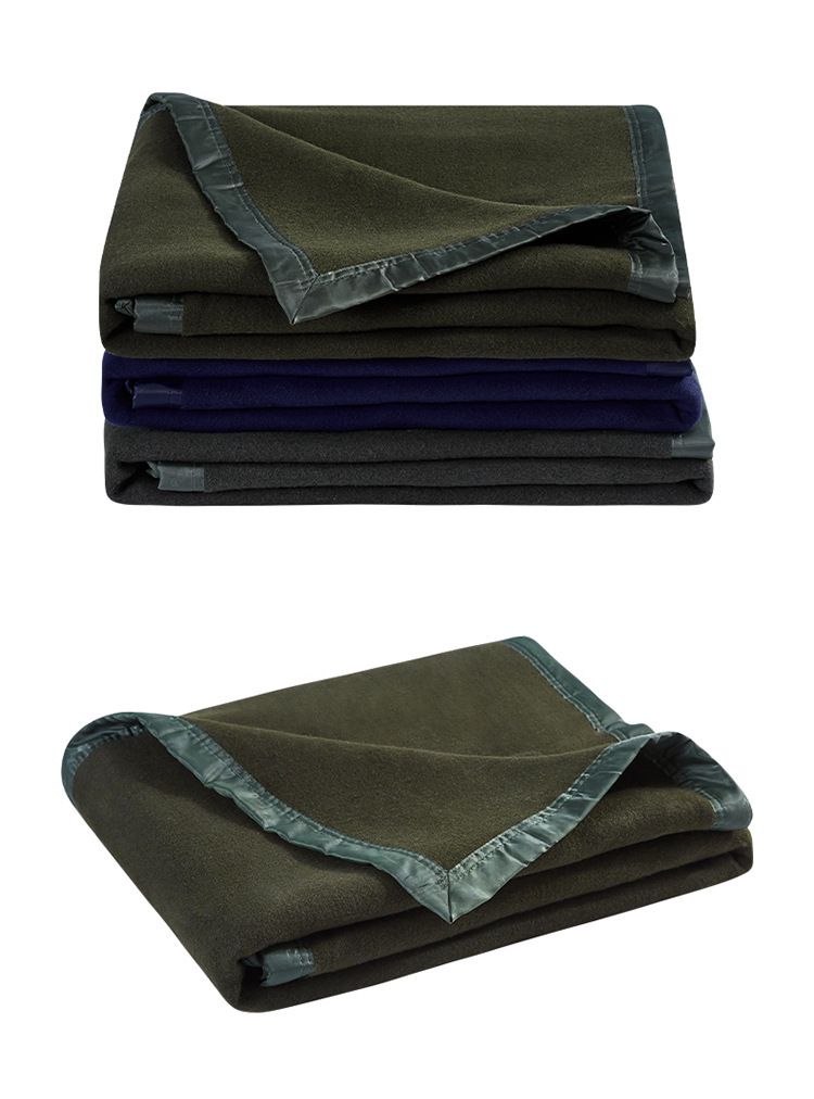 09羊毛毯06军绿色单双人羊毛毯军训宿舍加厚新款午睡羊毛毯