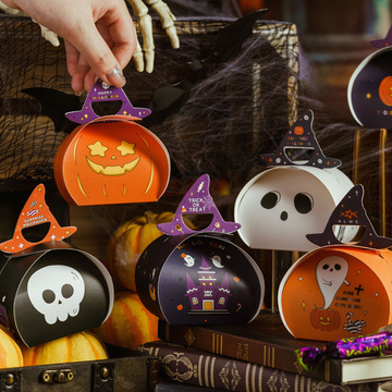 跨境爆款万圣节糖果盒烘焙饼干小盒子节日派对装饰礼物包装盒空盒