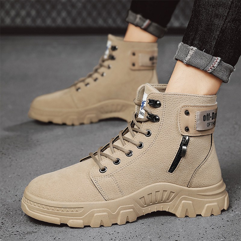 男高帮2021秋冬新款工装鞋男韩版复古潮流时尚休mens sneakers