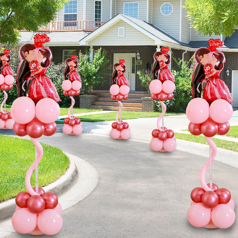 结婚气球路引农村婚礼装饰布置婚宴现场场地路边地飘中式婚庆道具