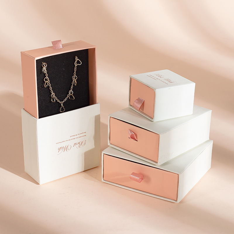 Spot Light Pink Drawer Necklace Box Jewellery Box Rings Ear Studs Earring Bracelet Ornament Drawer Gift Box