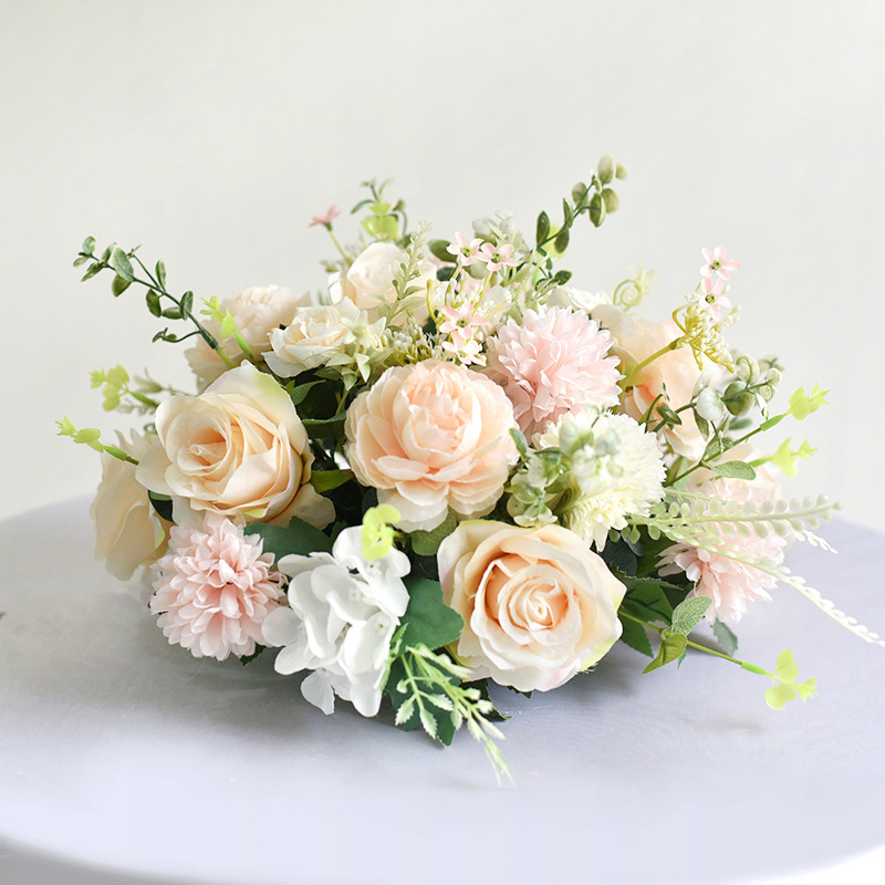 餐厅摆台花桌花酒摆花餐厅酒店桌面大圆桌开学典礼装饰