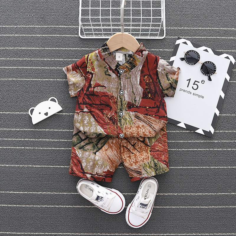 Foreign Trade Wholesale Suit 2024 Summer New Children's Clothing Summer Shirt Short Sleeve Shorts Suit Children's Style