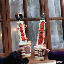 耶诞节草莓塔蛋糕杯装饰仙草杯草莓巨塔杯暴富发财加硬透明杯
