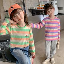 韩版童装长袖t恤全棉卡通印花女童T恤秋装圆领儿童打底衫一件代发