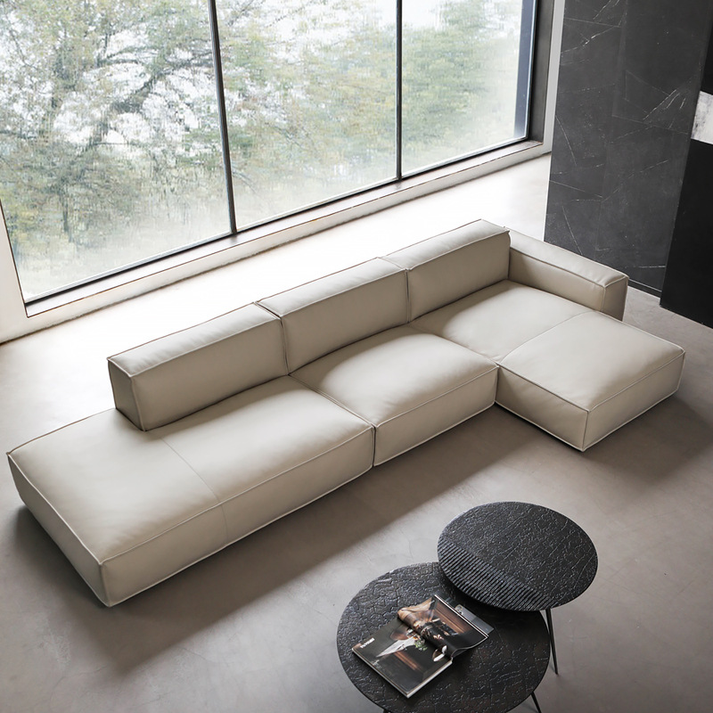 意大利极简头层牛皮真皮分体组合转角沙发客厅全真皮沙发