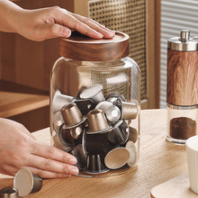 透明玻璃密封罐食品级咖啡豆保存罐咖啡胶囊收纳盒储存储物罐大号