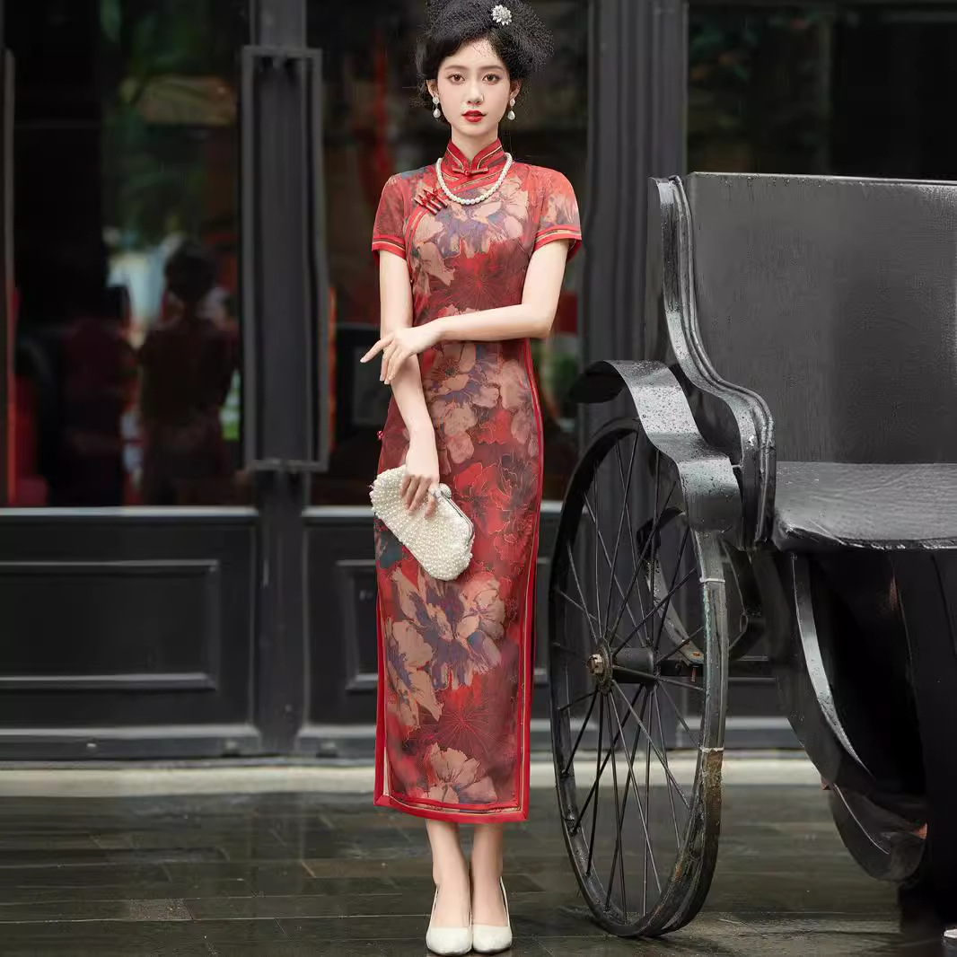 高档旗袍夏女新中式复古2024新款日常改良国风连衣裙优雅气质长款