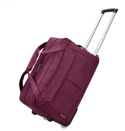 小款旅行简易女孩旅游带轮拉杆包女轻便清新滑轮收纳袋休闲手提包