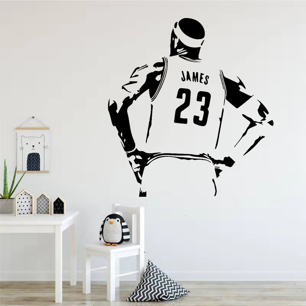 篮球明星23号詹姆斯墙贴纸儿童房间装饰pvc防水车身贴壁画