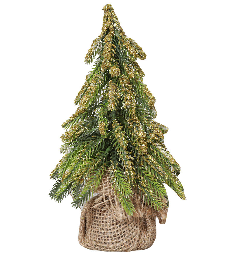 跨境批发迷你麻布圣诞树植绒小圣诞树桌面摆放装饰道具场景布置