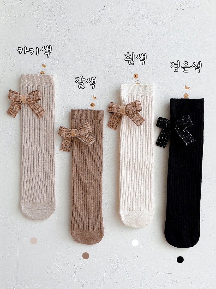 Girls' Stockings Spring and Autumn Cotton for Baby Tube Socks College Style Children's Thigh High Socks Cute Bow Parent-Child Socks