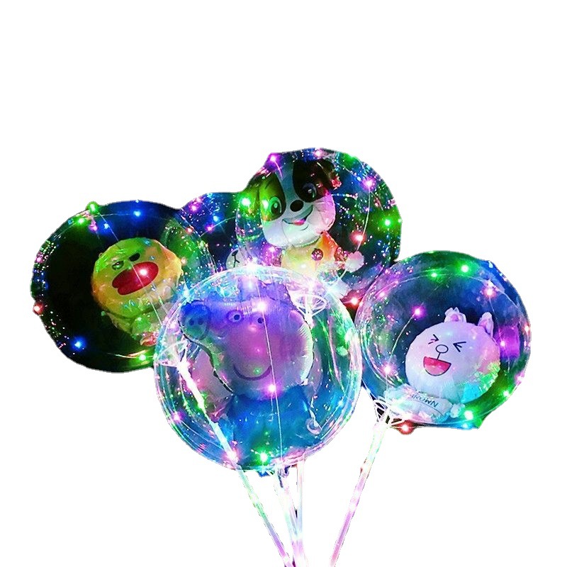 Internet Celebrity Transparent Bounce Ball Ball with Light Luminous Balloon Luminous Cartoon Square Hot Sale Wholesale