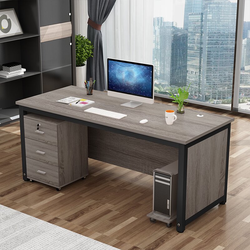 H&办公桌椅组合简约现代主管经理室桌简易一体单人老板台式电脑桌