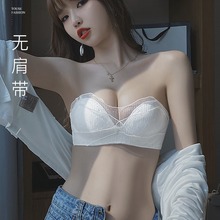 无肩带内衣女防走光小胸聚拢防滑乳胶裹抹胸bra文胸罩套装薄款夏