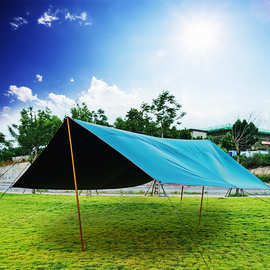 天猴户外野营黑胶格纹全遮光天幕帐篷布铝合金防水晒沙滩遮阳