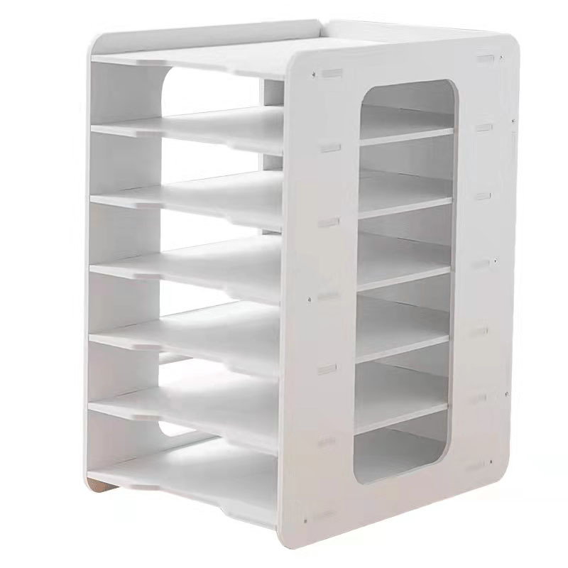 Office File Rack Simple White Folder Storage Box Vertical File Box Desktop Multi-Layered Material Organizing Rack