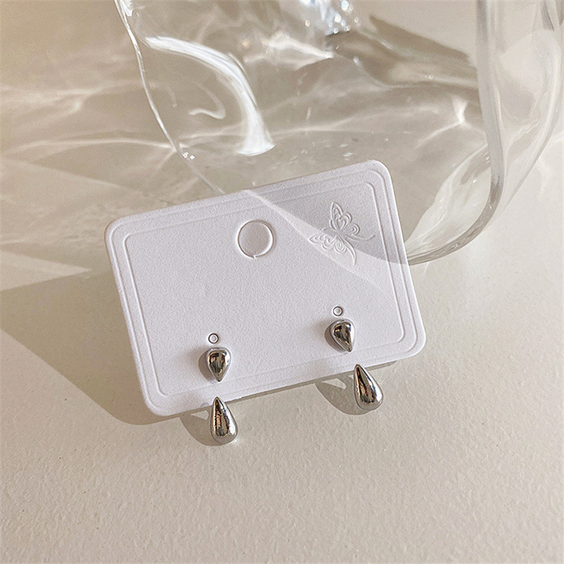 Women's Korean-Style Simple and Small Glossy Water Drop Earrings, Two-Piece All-Matching Earrings, Cold Style