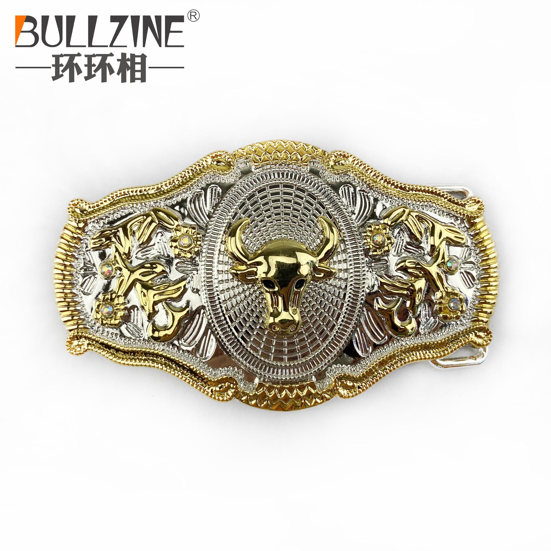 bullzine 锌合金双色牛头皮带扣 fp